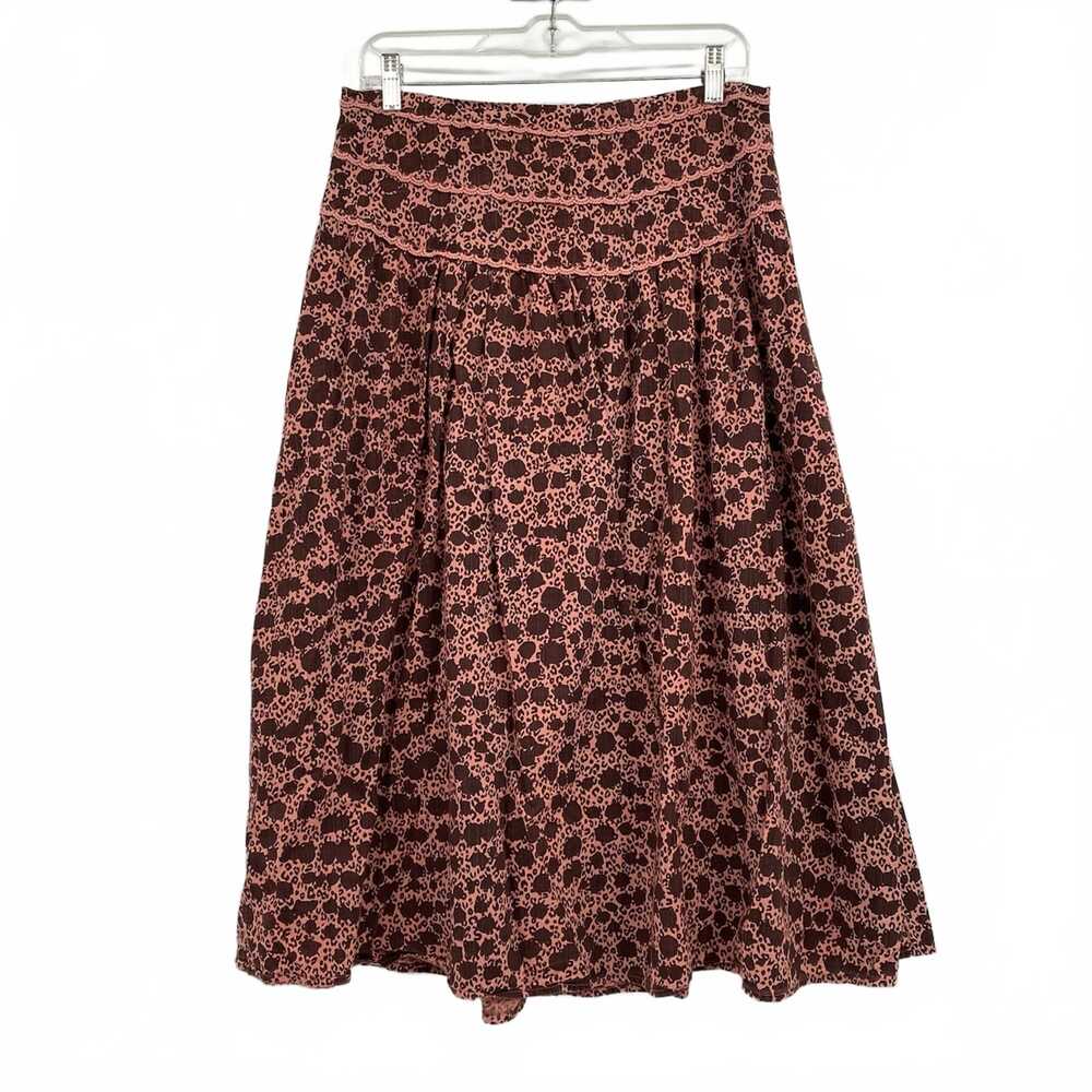 Anthropologie Pink Brown Midi Skirt | Womens 8